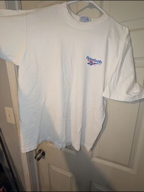 Reebok White Short Sleeve Tee with Blue and Red Logo